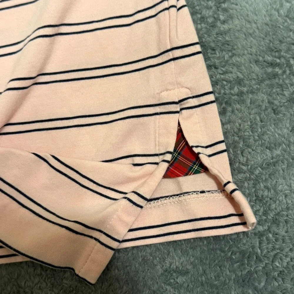 Ralph Lauren Performance Polo Shirt Pink Navy Stripe Classic Fit‎ Mens M